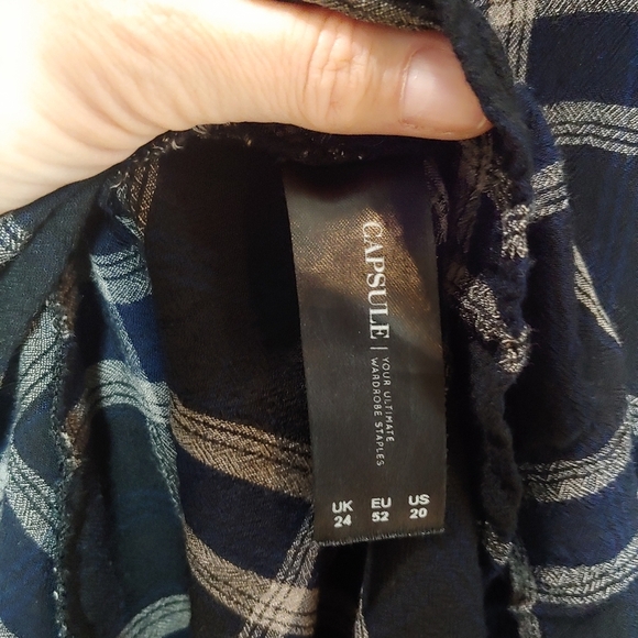 Capsule for JD Williams Long Sleeve Shirt Dress Black Blue Plaid US 20 EU 52 - Picture 8 of 9